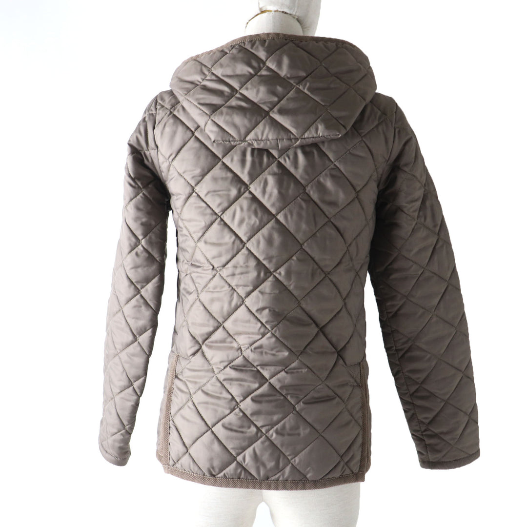 Discounted Excellent LAVENHAM coat Quilted jacket with hood and padding Khaki Brown 34