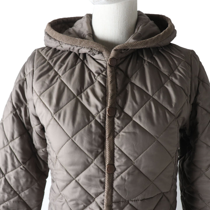 Discounted Excellent LAVENHAM coat Quilted jacket with hood and padding Khaki Brown 34