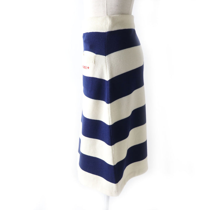 Discounted Pristine GUCCI skirt Marine striped knit Ivoryx navy Women XS 691664