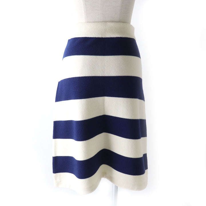 Discounted Pristine GUCCI skirt Marine striped knit Ivoryx navy Women XS 691664