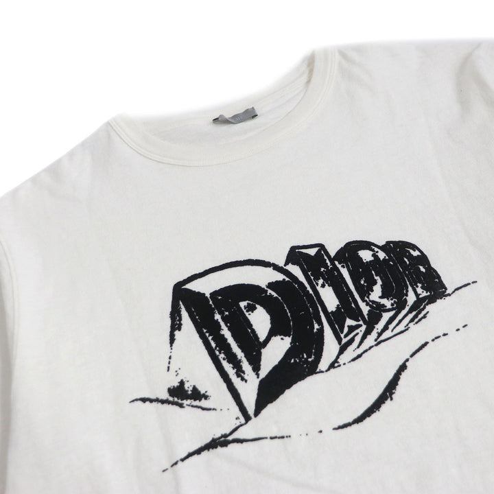 Discounted Great DIOR Short sleeve T-shirt Slub Cotton white cotton mens XL 393J696A0849