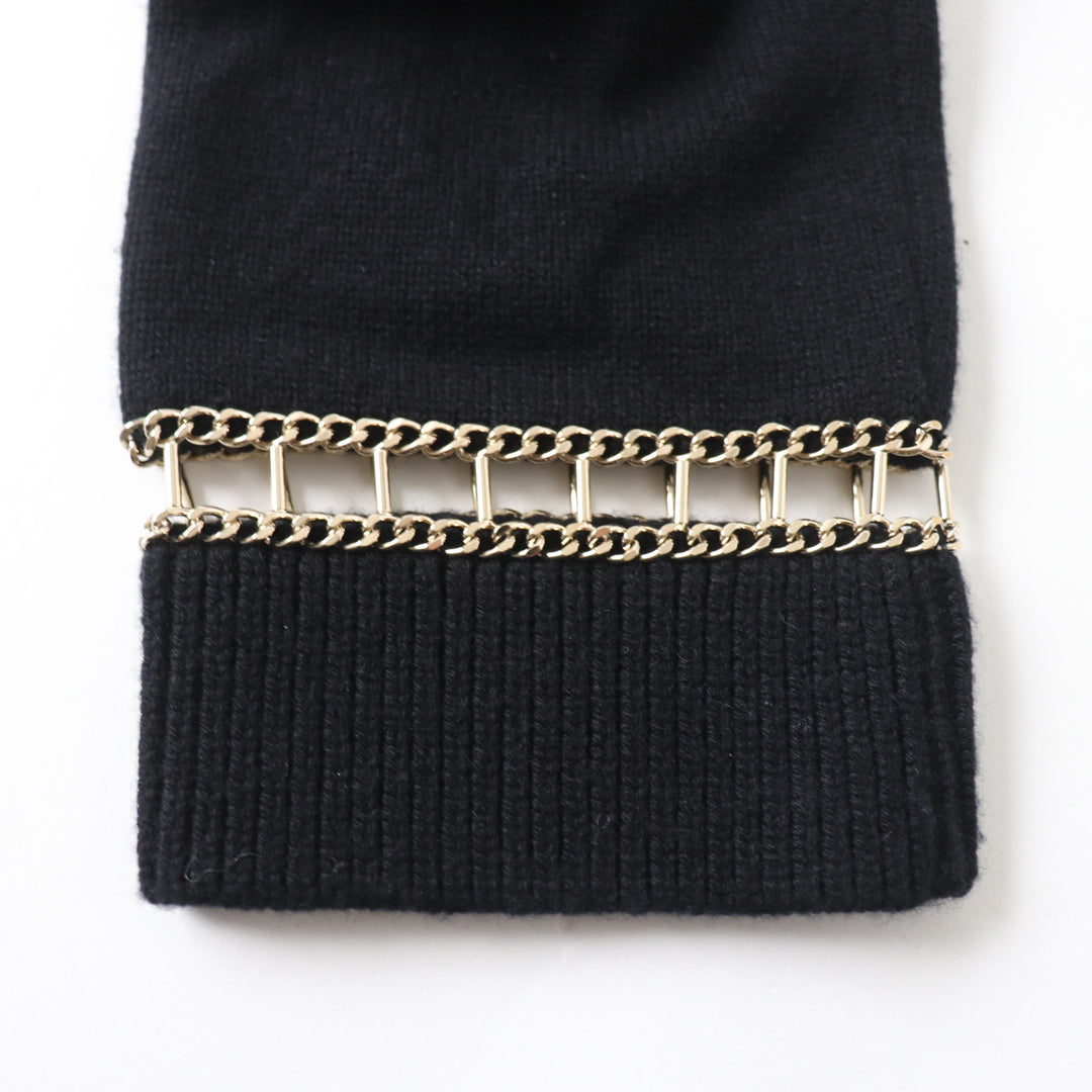 CHANEL ニット ロゴ入り オフショルダー 長袖 ブラック カシミア レディース 36 P62881