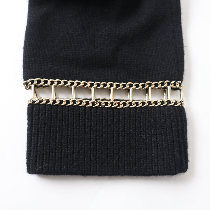 CHANEL ニット ロゴ入り オフショルダー 長袖 ブラック カシミア レディース 36 P62881