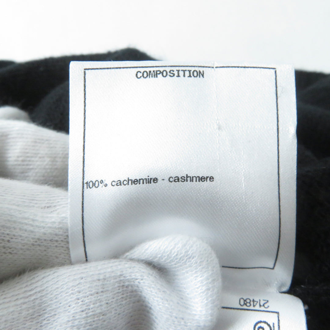 CHANEL ニット ロゴ入り オフショルダー 長袖 ブラック カシミア レディース 36 P62881