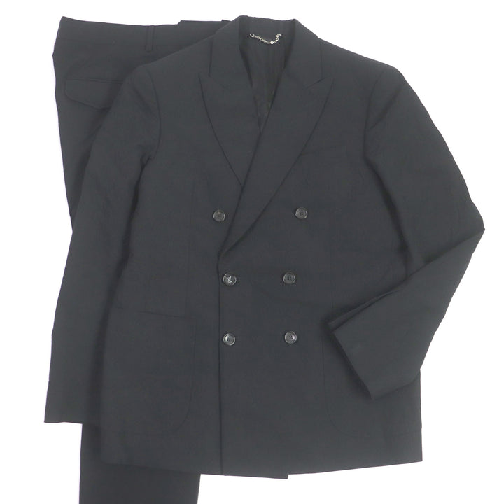 Discounted Great LOUIS VUITTON suit Monogram embossed peak lapel double-breasted black mens