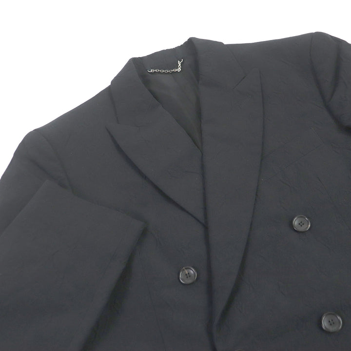 Discounted Great LOUIS VUITTON suit Monogram embossed peak lapel double-breasted black mens