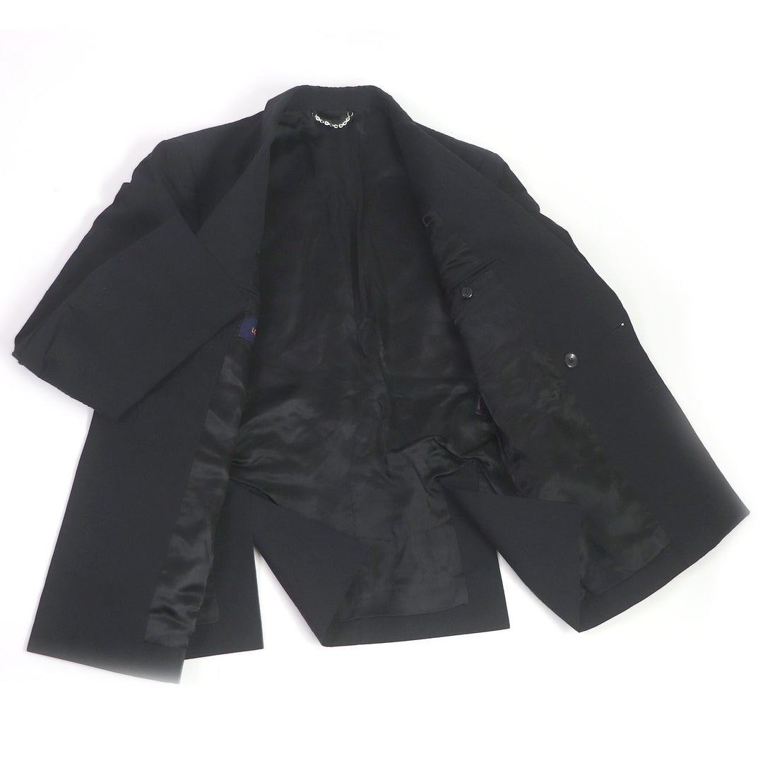 Discounted Great LOUIS VUITTON suit Monogram embossed peak lapel double-breasted black mens