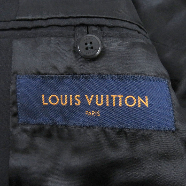 Discounted Great LOUIS VUITTON suit Monogram embossed peak lapel double-breasted black mens