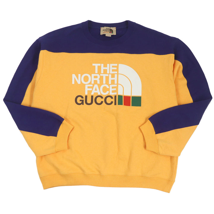 Discounted Great GUCCI×THE NORTH FACE sweat Two-tone sweatshirt Navy orange mens M 671449