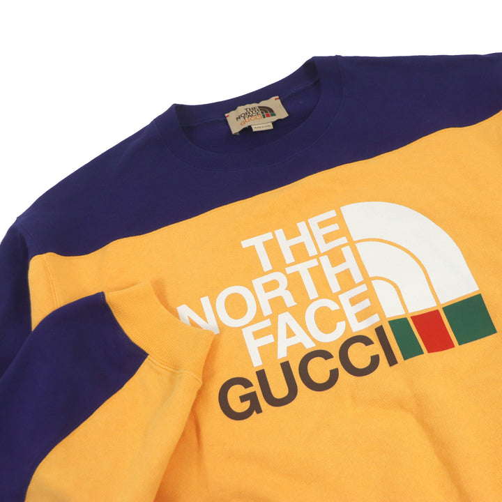 Discounted Great GUCCI×THE NORTH FACE sweat Two-tone sweatshirt Navy orange mens M 671449