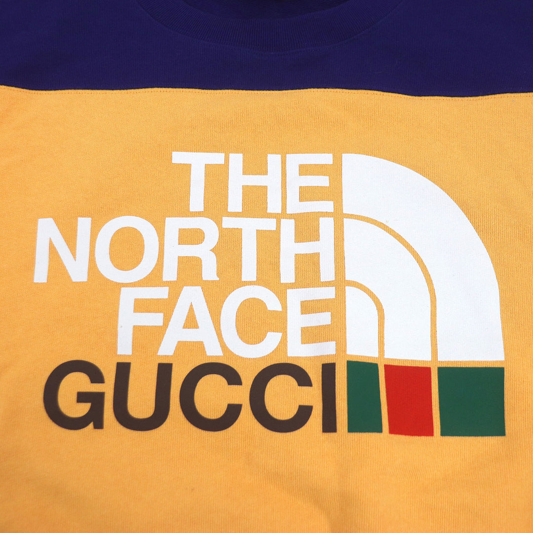Discounted Great GUCCI×THE NORTH FACE sweat Two-tone sweatshirt Navy orange mens M 671449