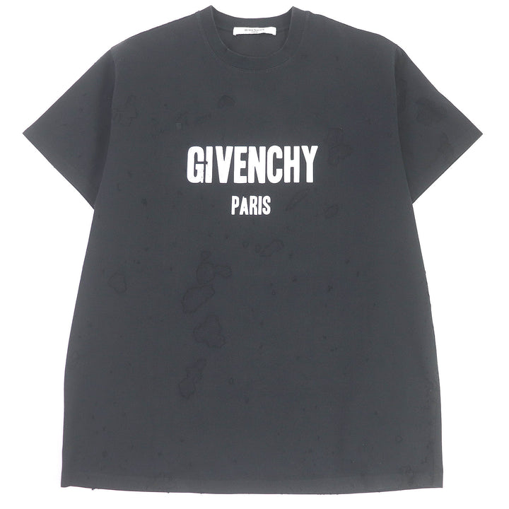 Discounted Great GIVENCHY Short sleeve T-shirt Destroyed logo print black XS BM70383Y0B