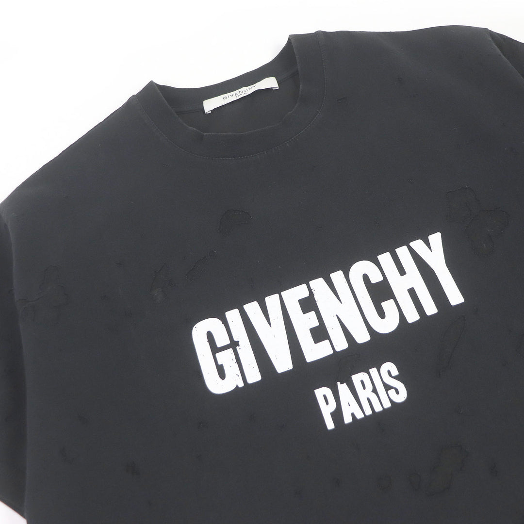 Discounted Great GIVENCHY Short sleeve T-shirt Destroyed logo print black XS BM70383Y0B