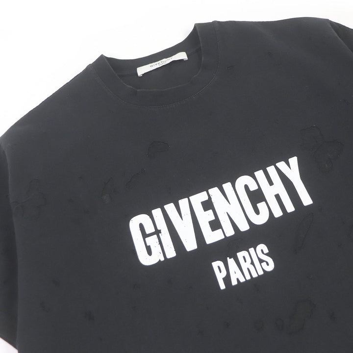Discounted Great GIVENCHY Short sleeve T-shirt Destroyed logo print black XS BM70383Y0B