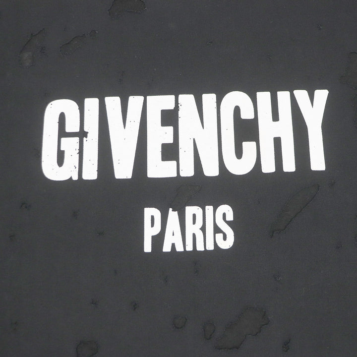 Discounted Great GIVENCHY Short sleeve T-shirt Destroyed logo print black XS BM70383Y0B