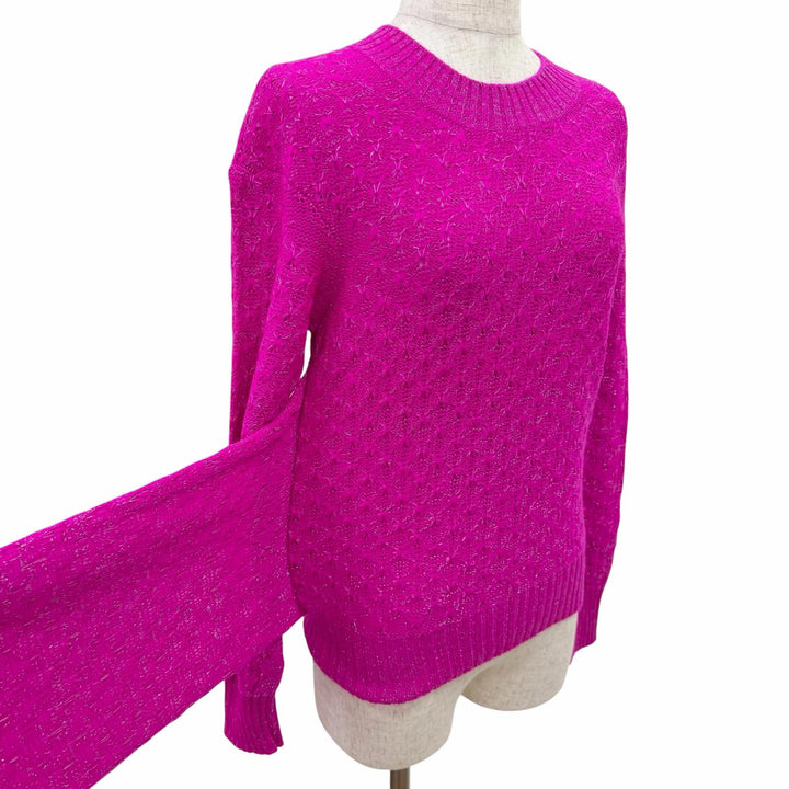 Discounted Excellent CHANEL knit COCO Mark - Crew neck long sleeve design pink alpaca Women