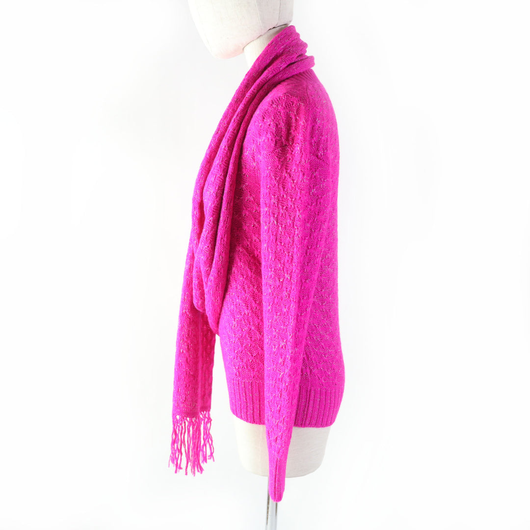 Discounted Excellent CHANEL knit COCO Mark - Crew neck long sleeve design pink alpaca Women