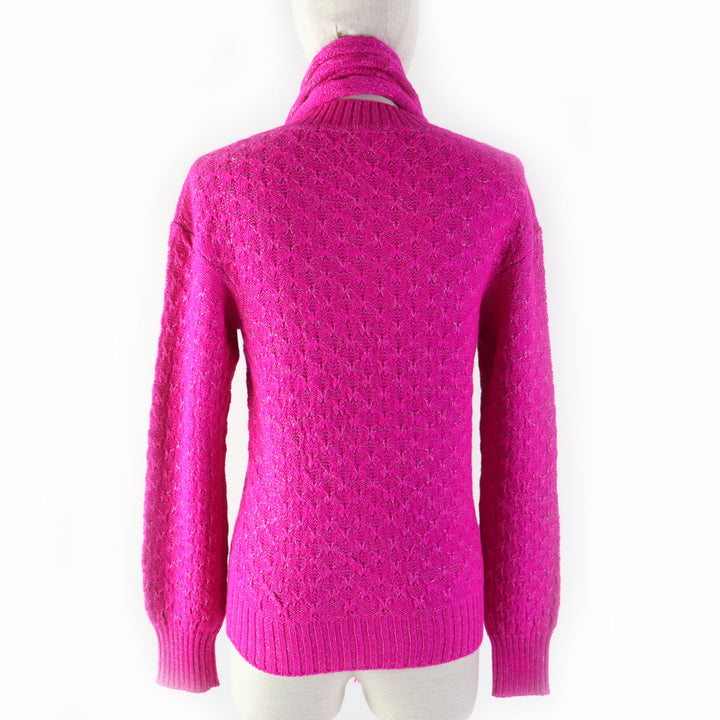 Discounted Excellent CHANEL knit COCO Mark - Crew neck long sleeve design pink alpaca Women