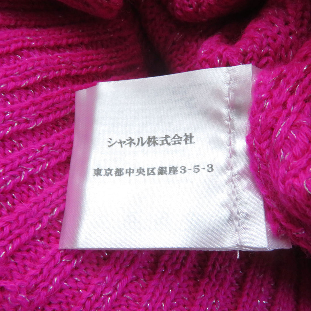 Discounted Excellent CHANEL knit COCO Mark - Crew neck long sleeve design pink alpaca Women