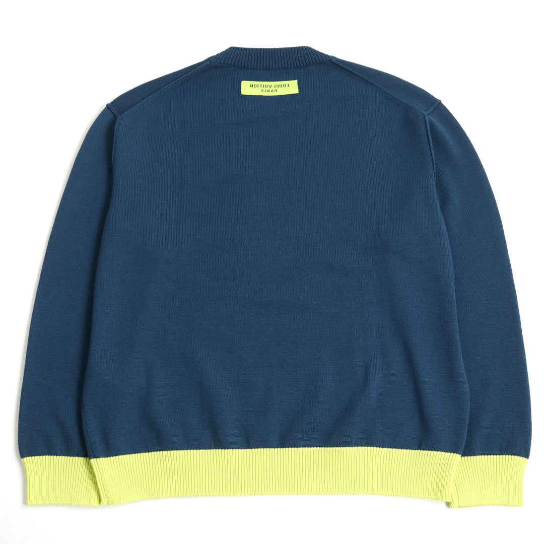 Discounted Excellent LOUIS VUITTON knit LV logo embroidery high gauge crew neck bicolor