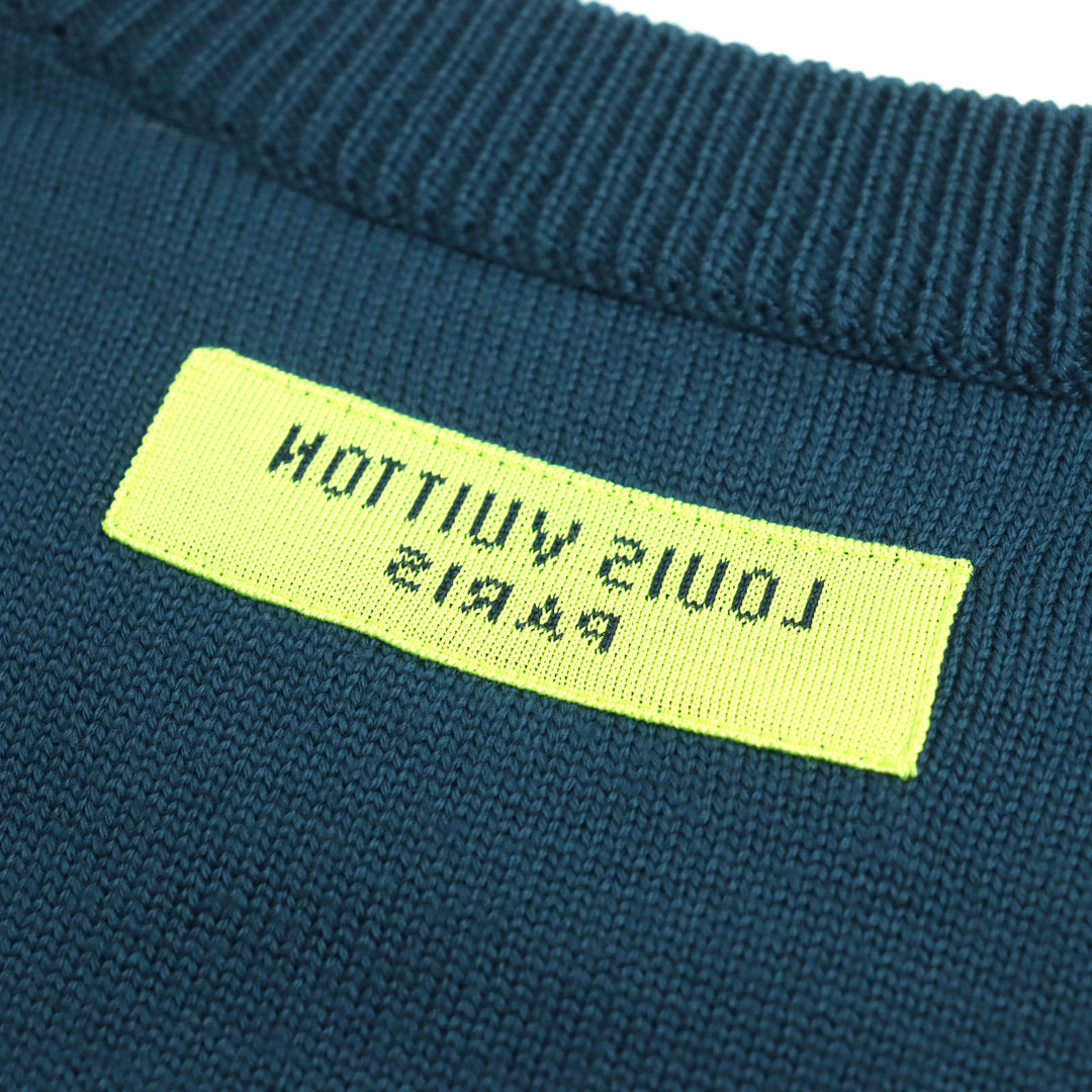 Discounted Excellent LOUIS VUITTON knit LV logo embroidery high gauge crew neck bicolor