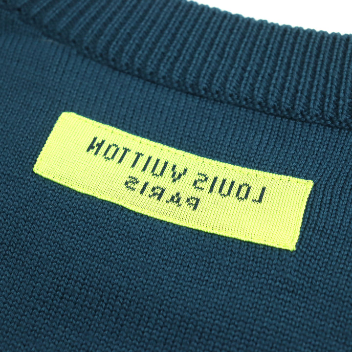 Discounted Excellent LOUIS VUITTON knit LV logo embroidery high gauge crew neck bicolor