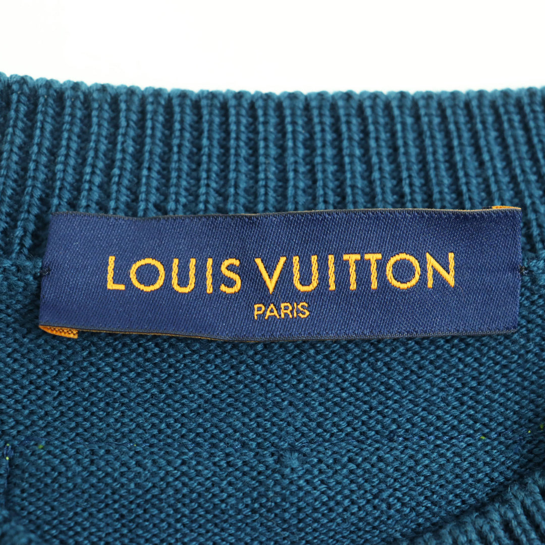 Discounted Excellent LOUIS VUITTON knit LV logo embroidery high gauge crew neck bicolor