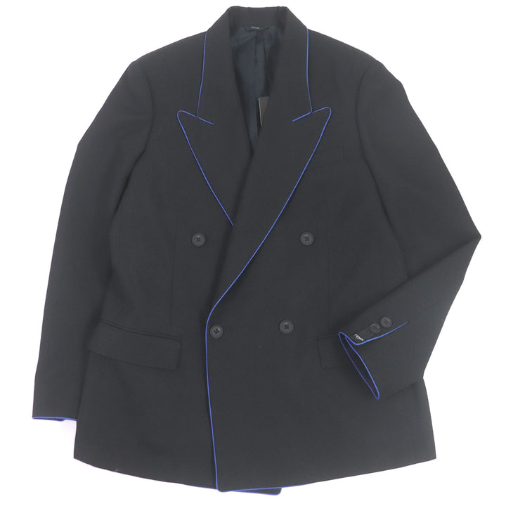 Pristine FENDI tailored jacket Double-breasted Gabardine Blazer black wool mens 48 FJ0641