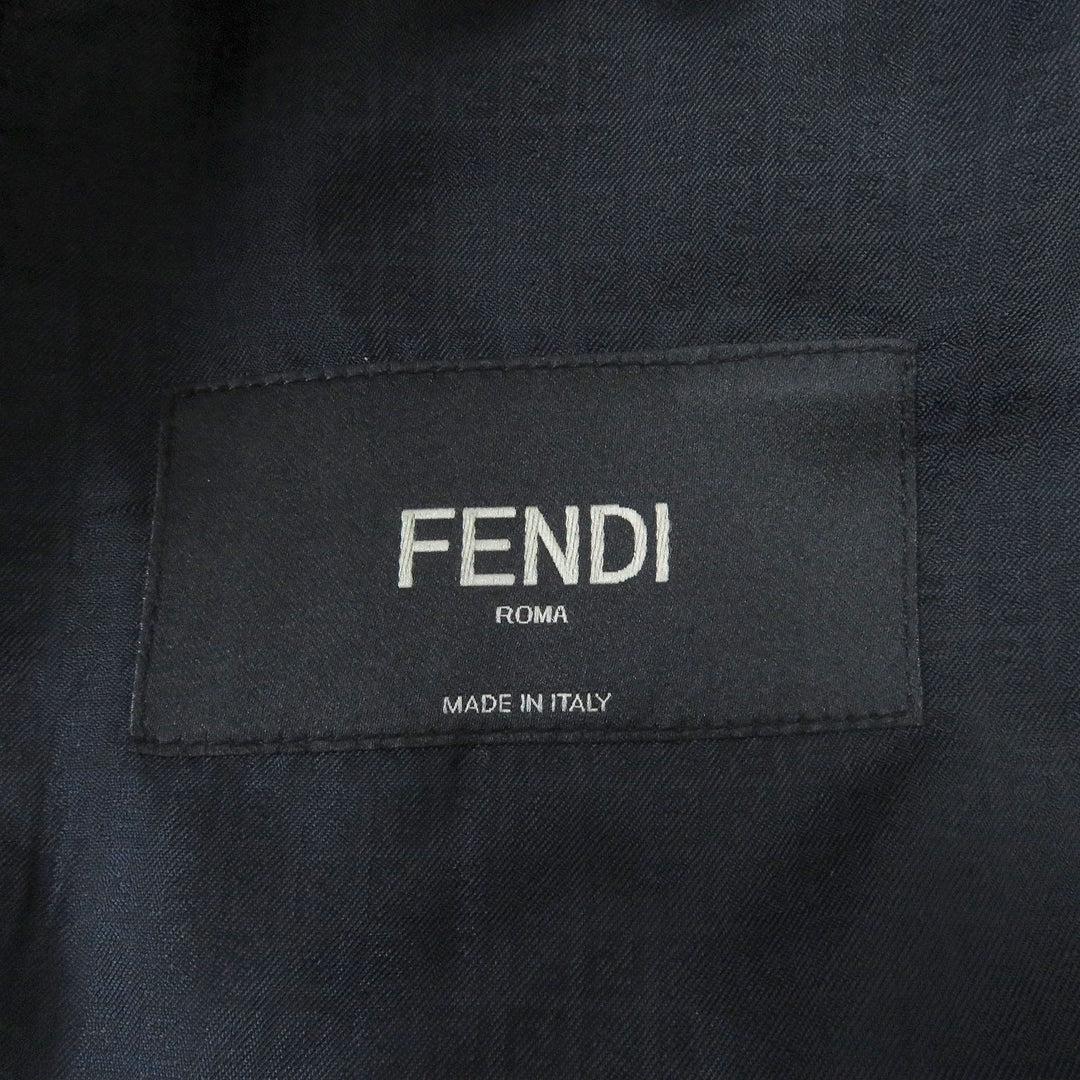 Pristine FENDI tailored jacket Double-breasted Gabardine Blazer black wool mens 48 FJ0641