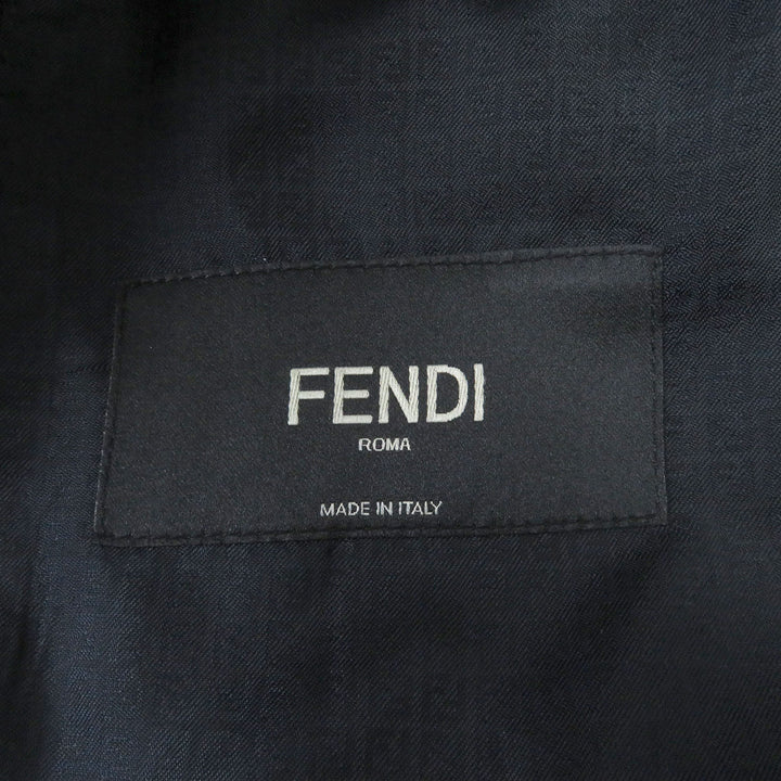 Pristine FENDI tailored jacket Double-breasted Gabardine Blazer black wool mens 48 FJ0641