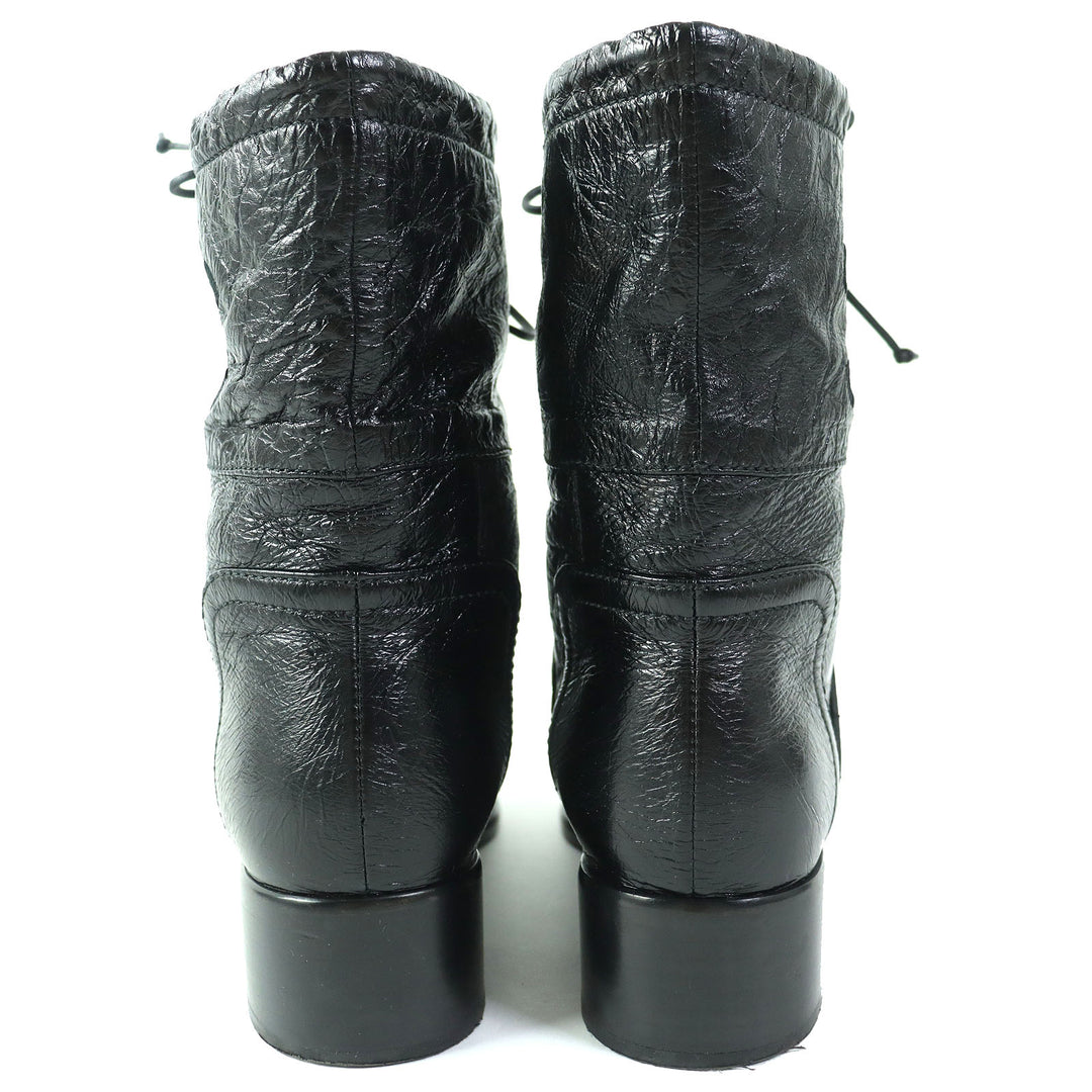 Discounted Great CHANEL short boots COCO Mark Embroidery Matelasse leather Women 36 G34096