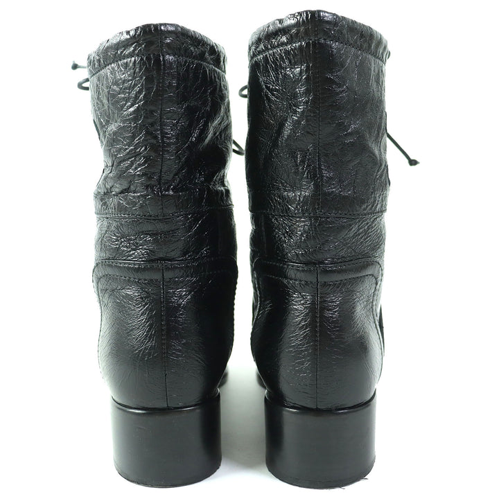 Discounted Great CHANEL short boots COCO Mark Embroidery Matelasse leather Women 36 G34096