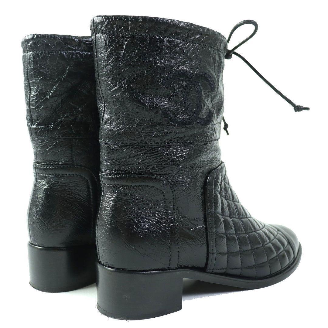 Discounted Great CHANEL short boots COCO Mark Embroidery Matelasse leather Women 36 G34096