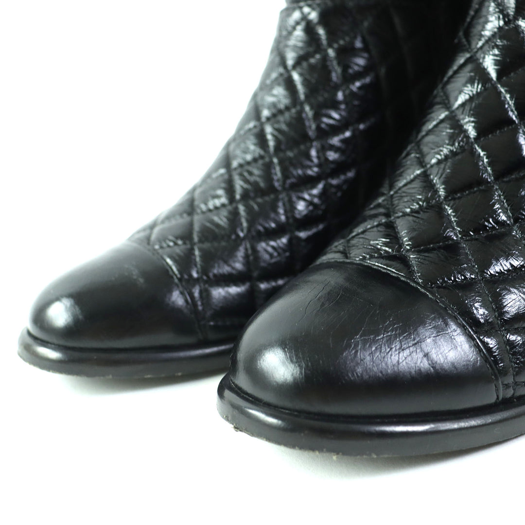 Discounted Great CHANEL short boots COCO Mark Embroidery Matelasse leather Women 36 G34096