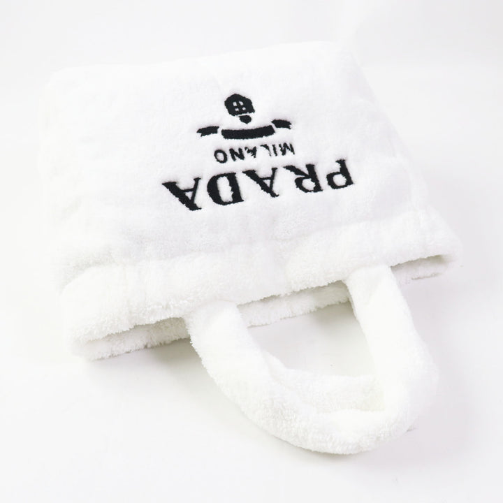 Discounted PRADA Tote Bag SPUGNA terry White black terry Women 1BG130