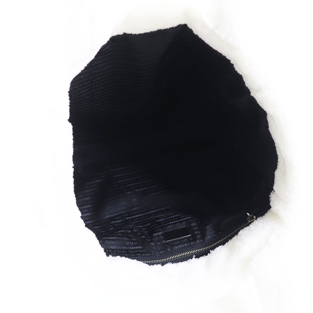 Discounted PRADA Tote Bag SPUGNA terry White black terry Women 1BG130