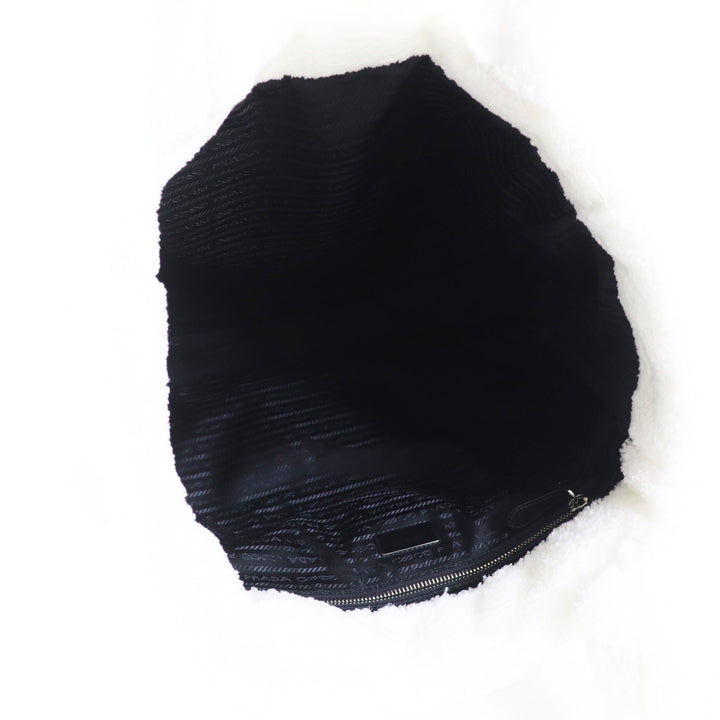 Discounted PRADA Tote Bag SPUGNA terry White black terry Women 1BG130