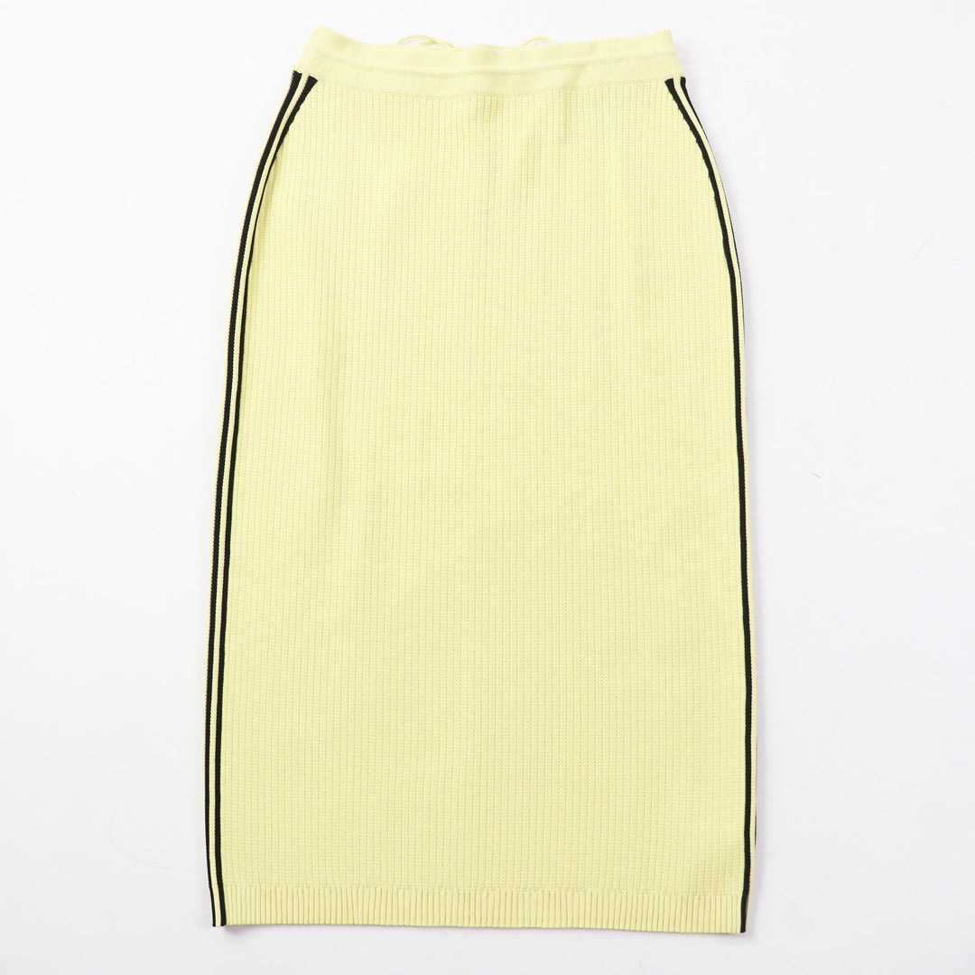Discounted Pristine GUCCI×adidas Long skirt Striped knit Yellow black Rayon Women L 697710