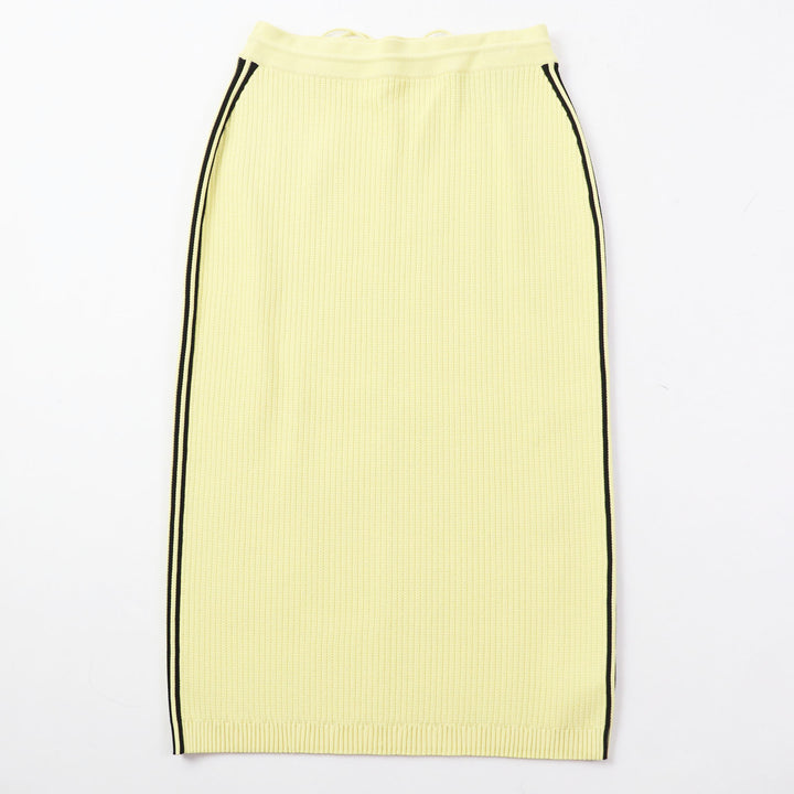 Discounted Pristine GUCCI×adidas Long skirt Striped knit Yellow black Rayon Women L 697710
