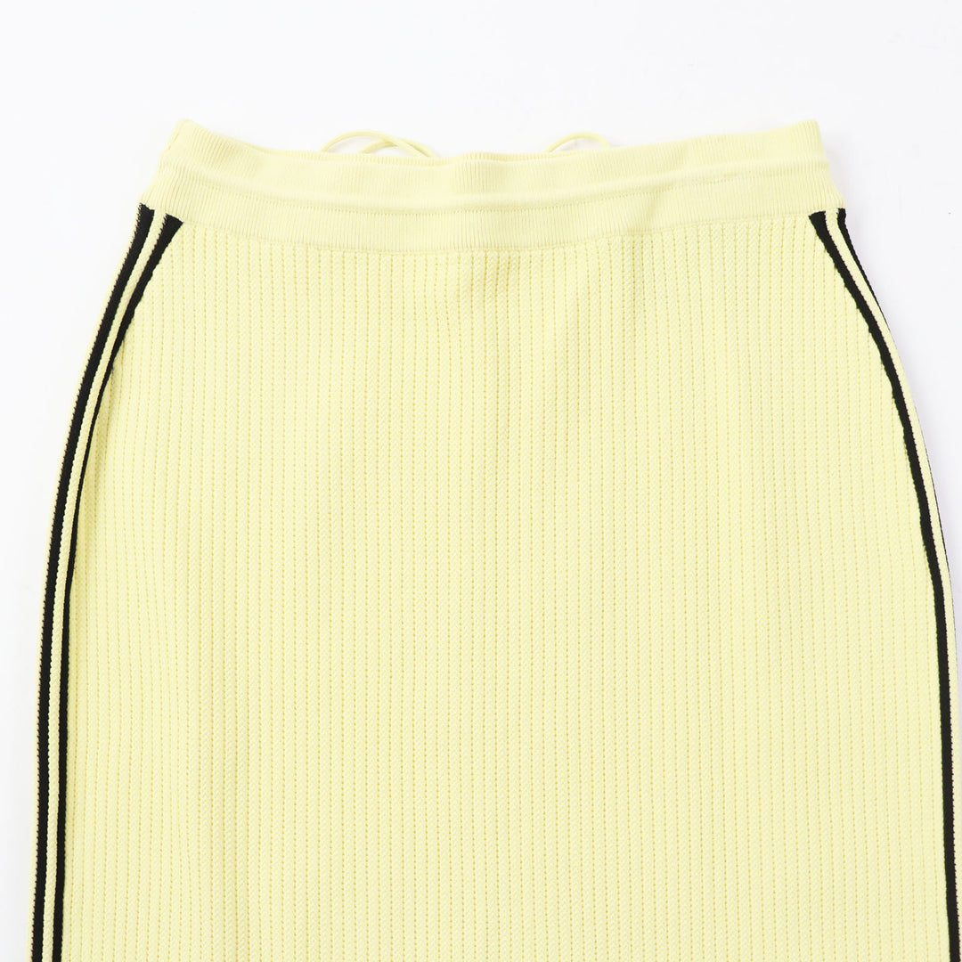 Discounted Pristine GUCCI×adidas Long skirt Striped knit Yellow black Rayon Women L 697710