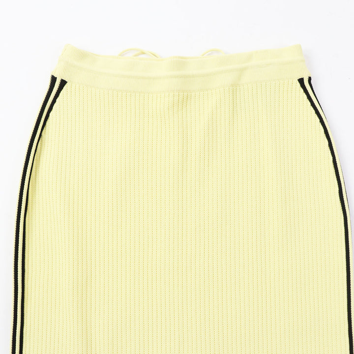 Discounted Pristine GUCCI×adidas Long skirt Striped knit Yellow black Rayon Women L 697710