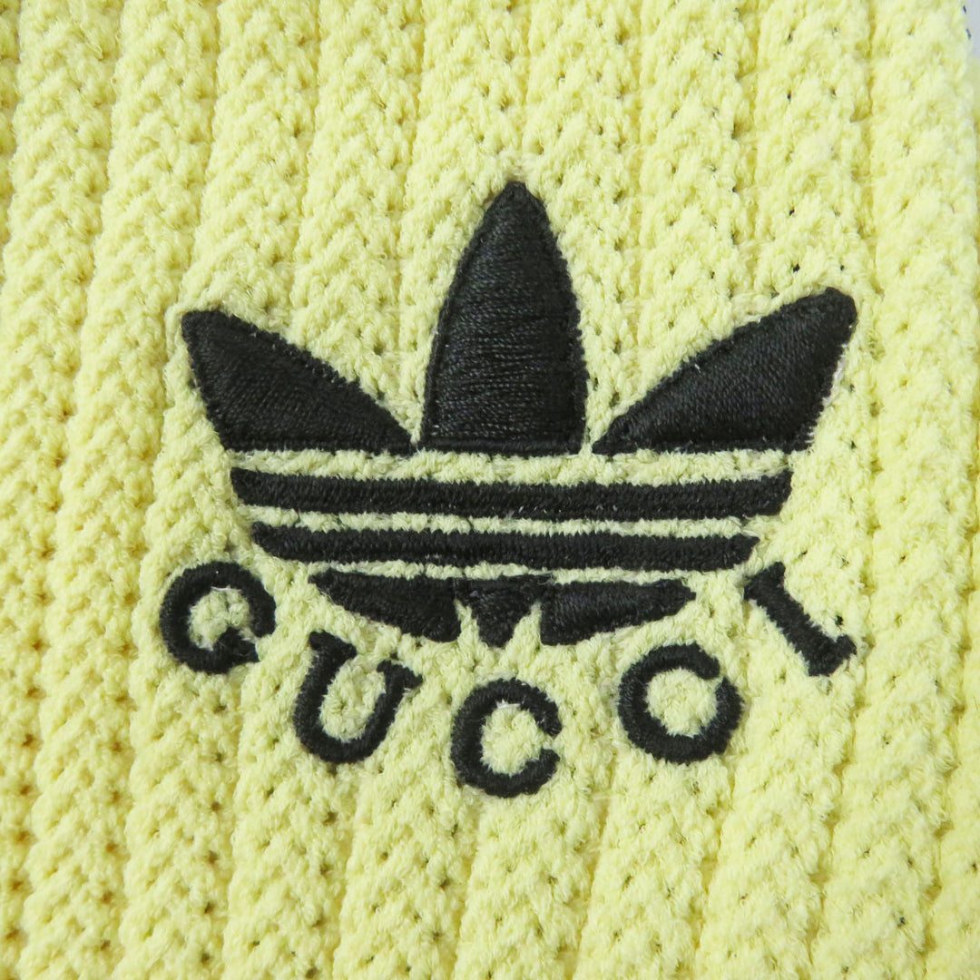 Discounted Pristine GUCCI×adidas Long skirt Striped knit Yellow black Rayon Women L 697710