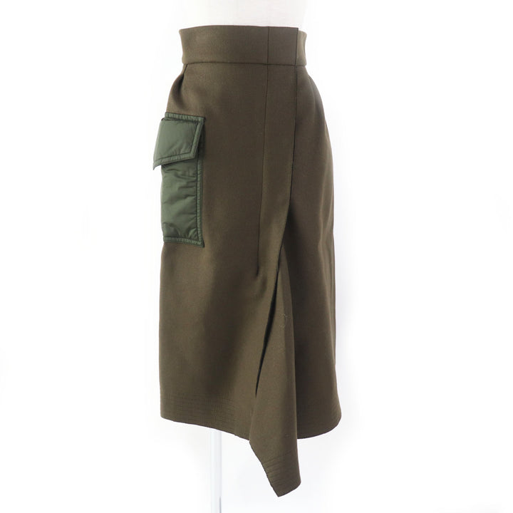 Discounted Pristine MONCLER Tight Skirt GONNA With pockets Long length Khaki wool Women 40
