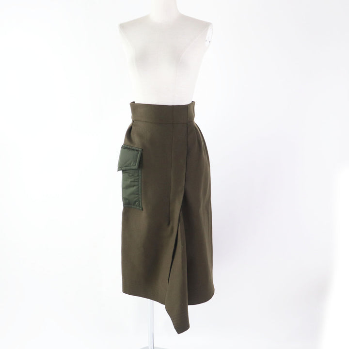 Discounted Pristine MONCLER Tight Skirt GONNA With pockets Long length Khaki wool Women 40