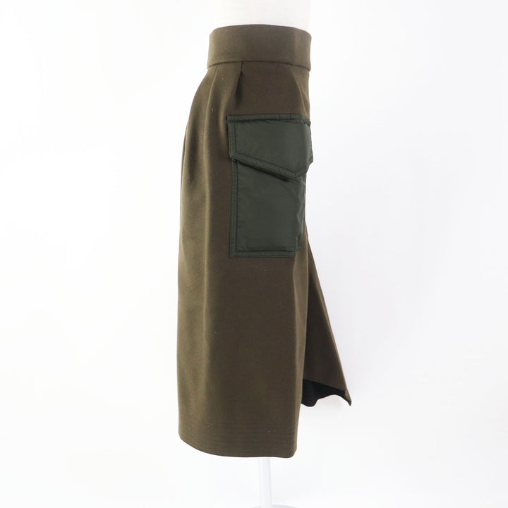 Discounted Pristine MONCLER Tight Skirt GONNA With pockets Long length Khaki wool Women 40