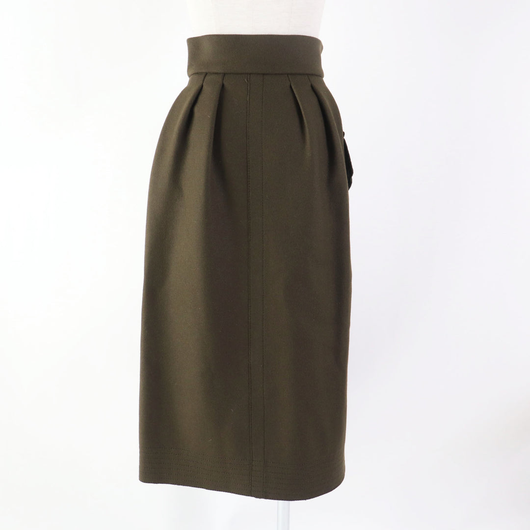 Discounted Pristine MONCLER Tight Skirt GONNA With pockets Long length Khaki wool Women 40