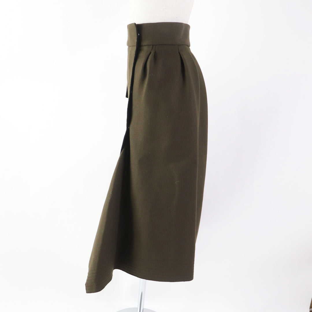 Discounted Pristine MONCLER Tight Skirt GONNA With pockets Long length Khaki wool Women 40