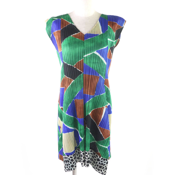 Discounted Pristine PLEATS PLEASE one piece All-over print Slit neck Sleeveless 2