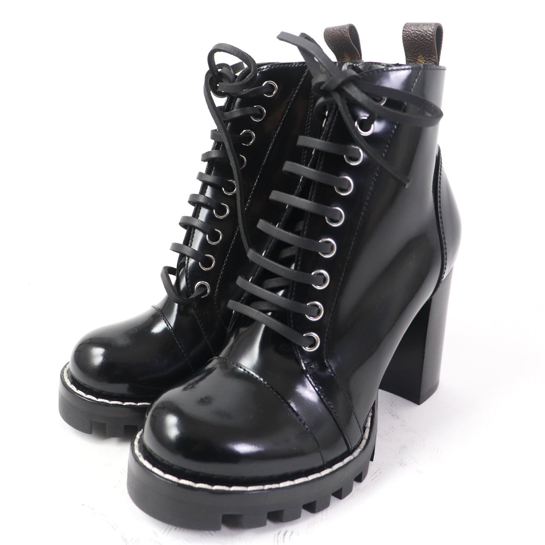 Discounted Great LOUIS VUITTON short boots Lace-up ankle boots Patent leather Women 36