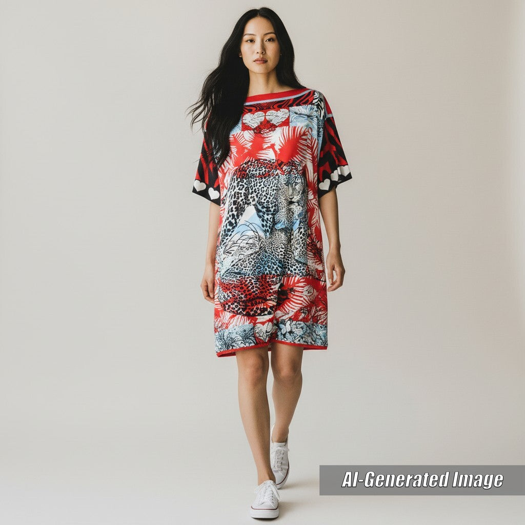 Pristine HERMES one piece Wild print denim dress Multi cotton Women 34 3E0551D1